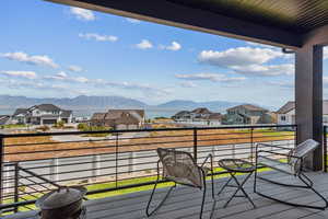 Wooden deck with a mountain view