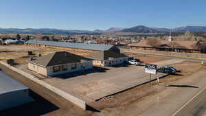 Aerial view featuring a mountain view