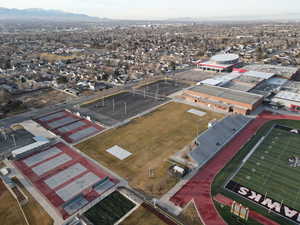 Aerial view featuring a mountain view