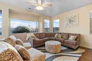 Living room with ceiling fan