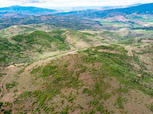 Drone / aerial view with a mountain view