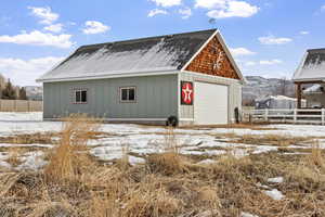 Exterior space featuring a mountain view