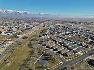 Aerial view featuring a mountain view