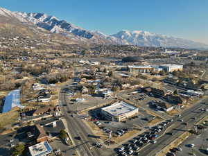 Aerial view featuring a mountain view