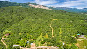 Aerial view with a mountain view