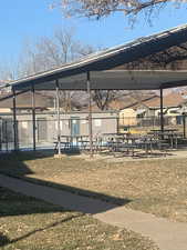 View of horse barn