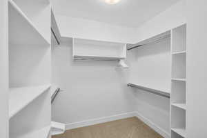 Spacious closet with carpet