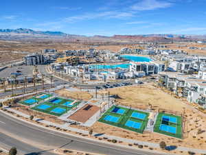 Drone / aerial view featuring a mountain view