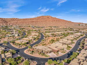 Drone / aerial view with a mountain view