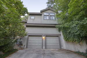 View of front of house with a garage