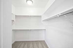 Walk in closet with carpet