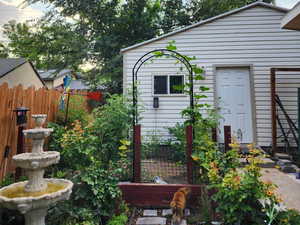 Back Yard landscaping during Summer.