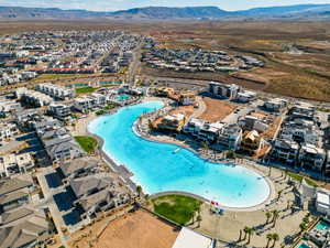 Bird's eye view with a mountain view