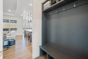 Mudroom featuring hardwood / wood-style floors