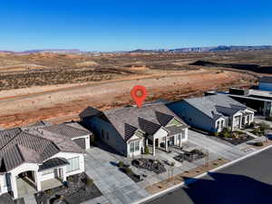 Drone / aerial view featuring a mountain view