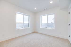 Unfurnished room featuring carpet