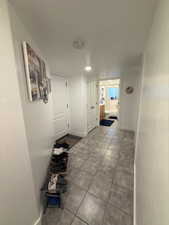 Accessory apartment hallway/front door/coat closet & bathroom