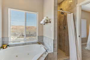 Bathroom with shower with separate bathtub