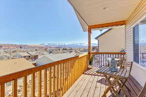 Deck featuring a mountain view