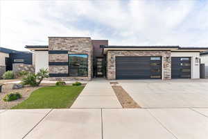 Modern home with a garage