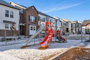 View of snow covered playground