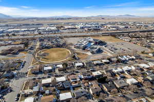 Aerial view featuring a mountain view