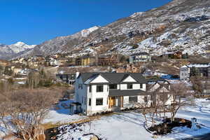 View of front of home with a mountain view