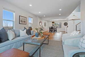 Living room featuring wood-type flooring