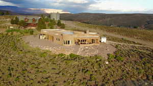 Bird's eye view with a mountain view