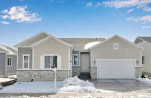 View of front facade with a garage