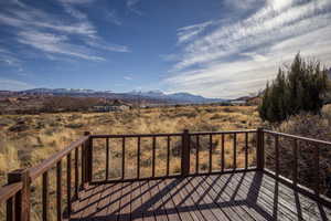 Wooden deck with a mountain view