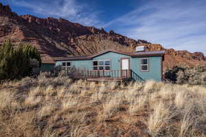 Exterior space with a mountain view