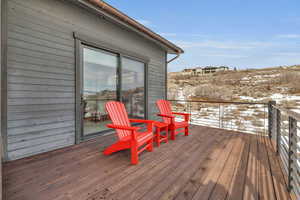 View of snow covered deck