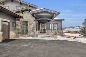 View of front of property featuring a mountain view