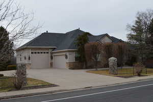 View of front of home with a garage