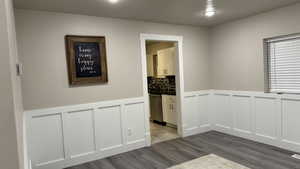 Interior space with light hardwood / wood-style floors