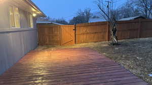 View of deck at dusk