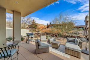 View of patio / terrace featuring grilling area and an outdoor hangout area