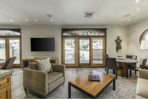 Living room featuring light hardwood / wood-style flooring