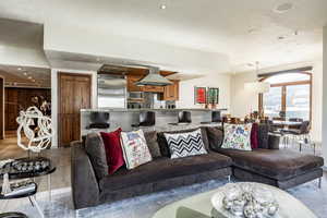 Living room featuring light wood-type flooring