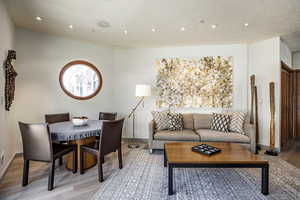 Living room featuring light wood-type flooring