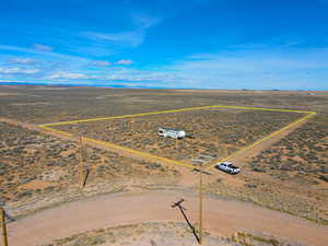 Overview of rural landscape with property parcel outlined and a desert landscape