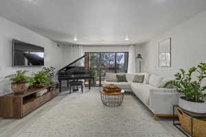 Living room featuring light wood-type flooring