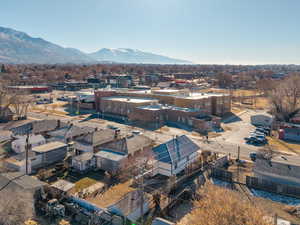 Drone / aerial view with a mountain view