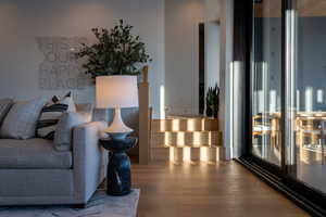 Living room with hardwood / wood-style floors