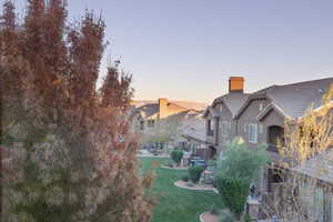 View of yard at dusk