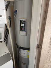 Utility room featuring electric water heater