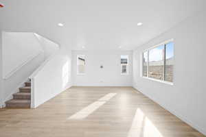 Interior space with light hardwood / wood-style floors