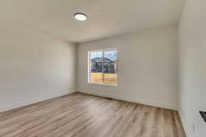 Unfurnished room with light wood-type flooring