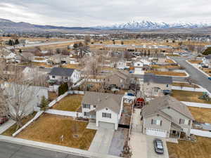 Aerial view featuring a mountain view